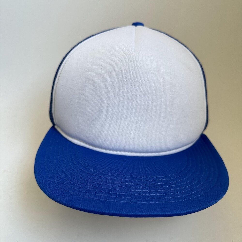 Unisex Trucker Hat Baseball Cap Adjustable Snapback Moisture Wicking Blue White
